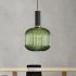 Gold Oval Pendant Lamp Modernist Light Amber Ribbed Glass Ceiling