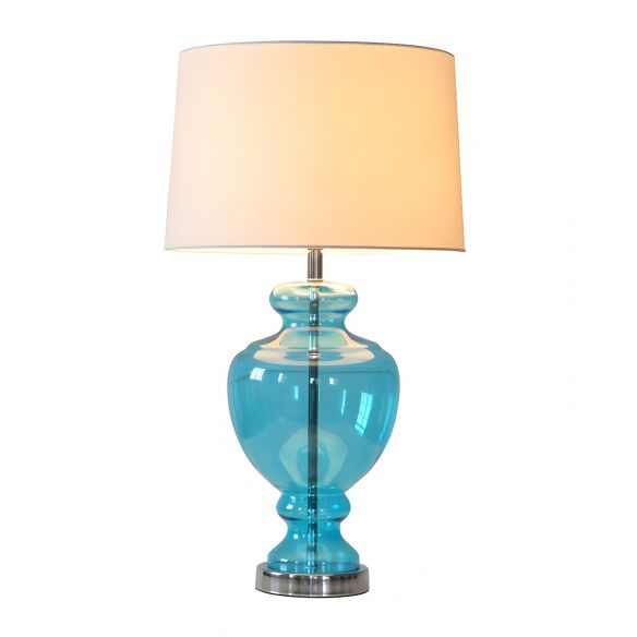 1 Head Table Lighting Retro Bedroom Nightstand Lamp with Urn Blue Glass ...