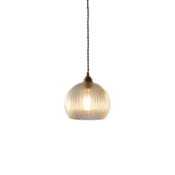 Globe Ribbed Glass Pendant Lighting Antique 1-Light Restaurant Hanging ...