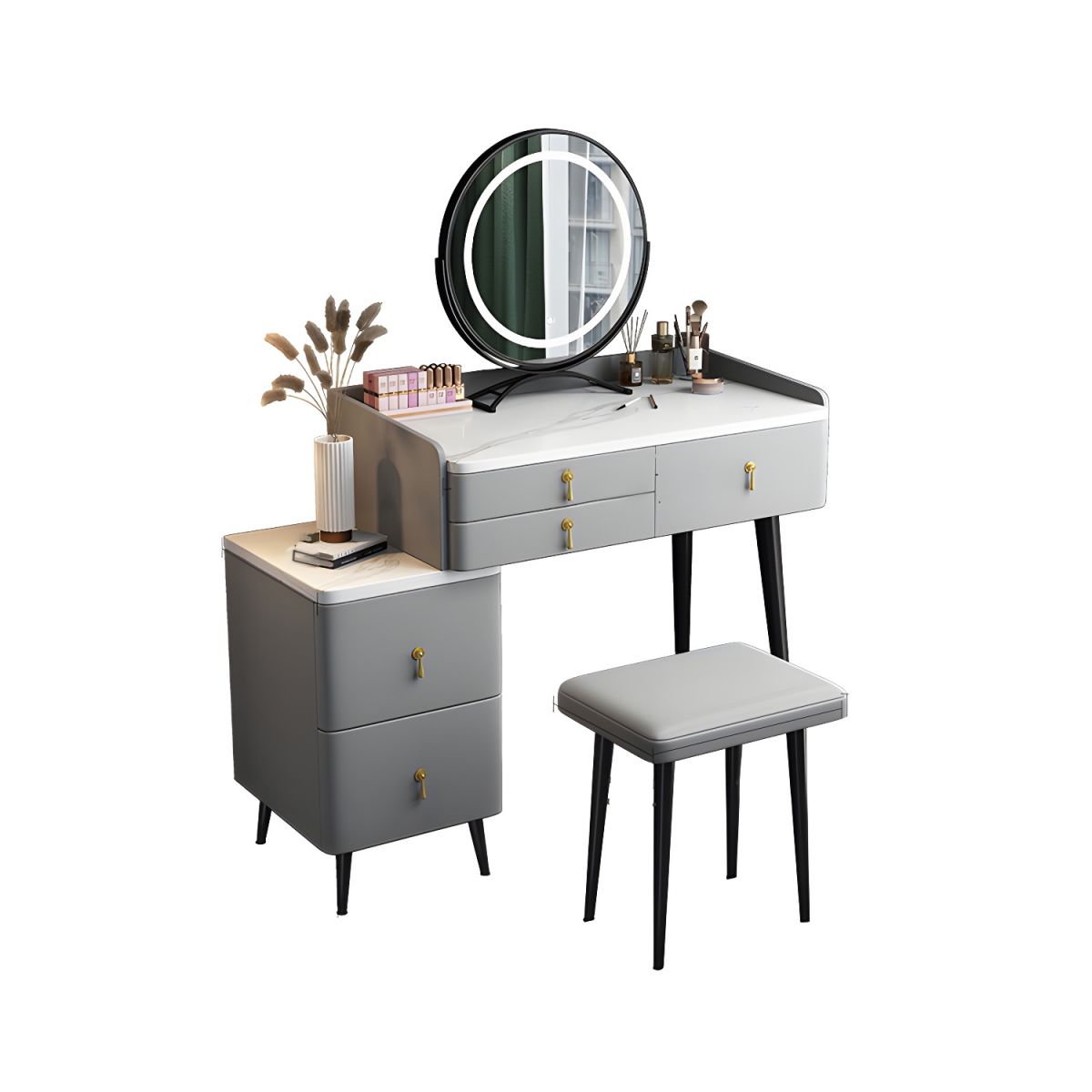 Contemporary Dressing Table Bedroom Solid Wood Lighted Mirror Make Up