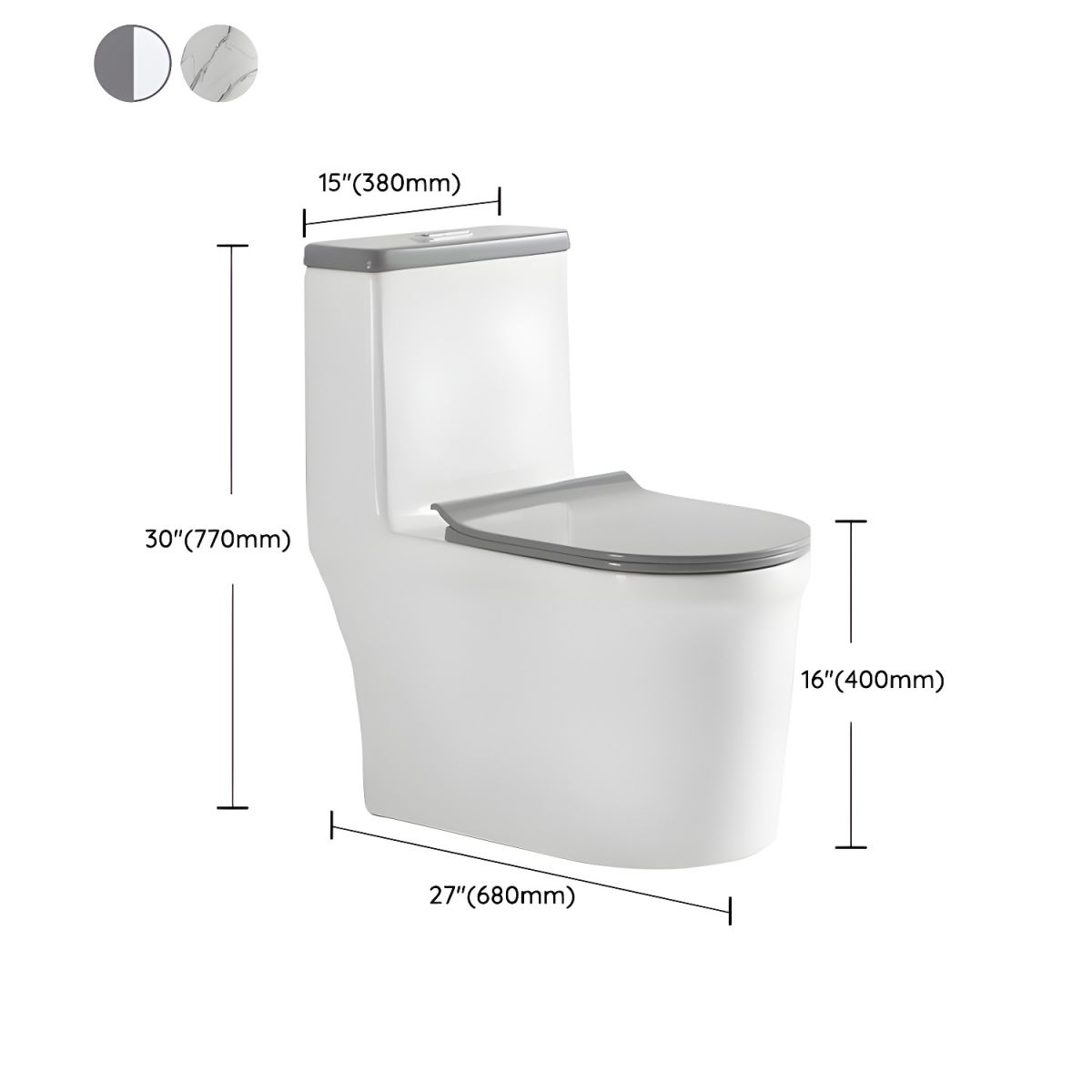 Siphon JetFlush Toilet Traditional One-Piece Toilet with Slow Close ...