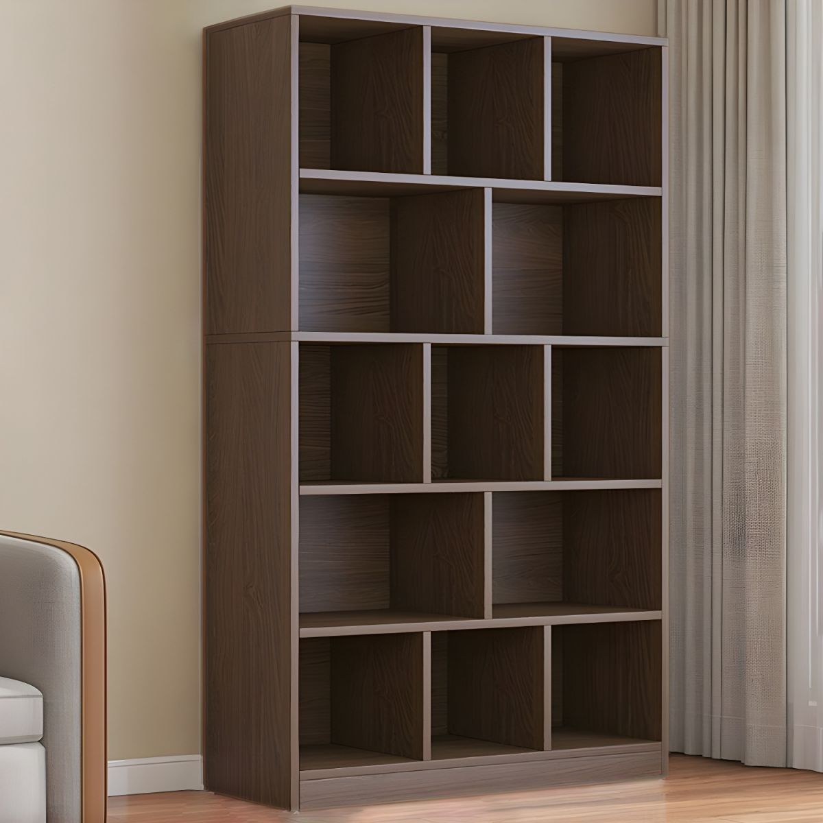 Standard Contemporary Closed Back Bookcase in Wood for Home Office ...