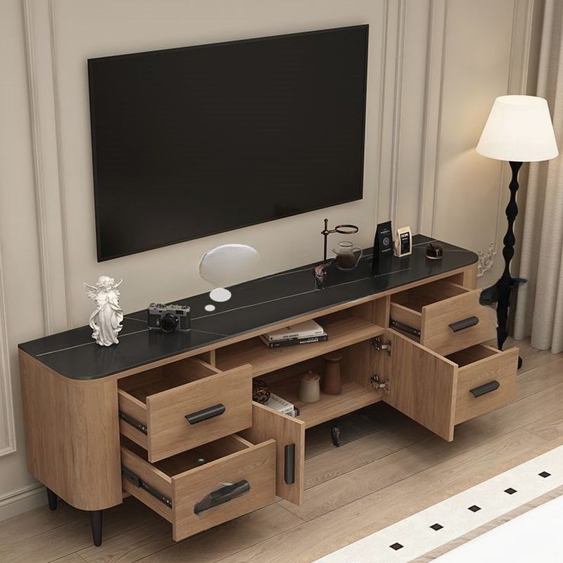 Sepia Engineered Wood TV Stand with 2 Doors, Locker, Shelf, and ...