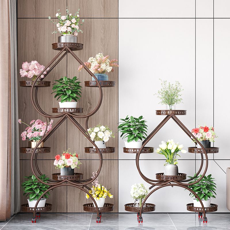 Free Form Iron Multi-tiered Flower Rack With 9 6 Shelves On Rolling 