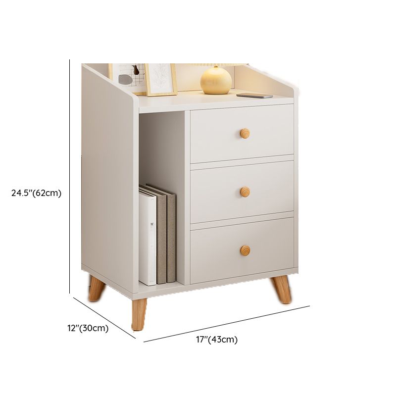 Art Deco White Children Nightstand with 2/3 Shelves, Compartment ...